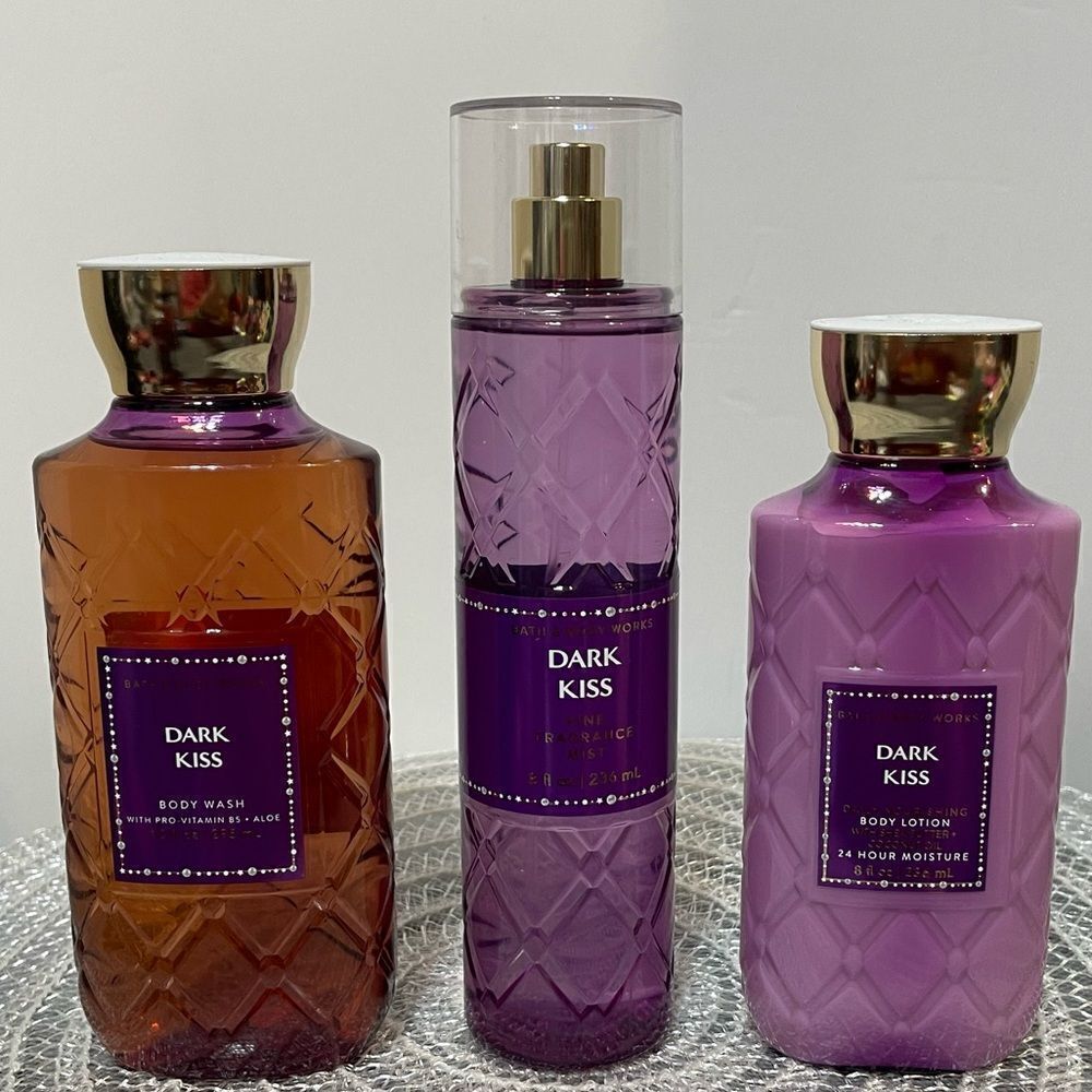 BBW Dark Kiss Fragrance Mist, Body Wash and Body Lotion set of 3 NWT
